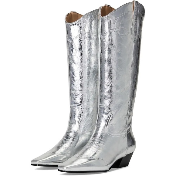 Steve Madden Shoes - Steve Madden Dollie Western Cowboy Boots Silver NWOT size 7